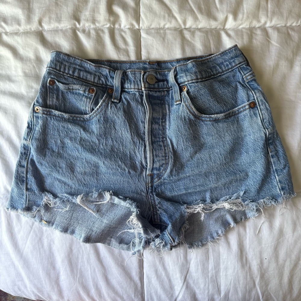 Levi’s Women's 501 Button Fly Cotton High-Rise Denim Shorts